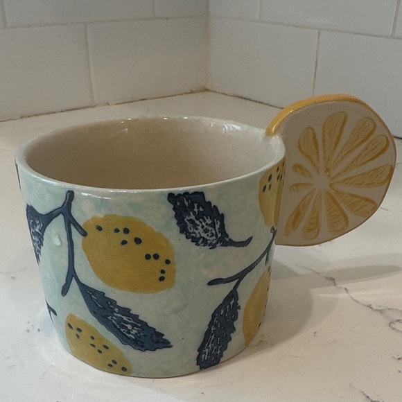 Anthropologie Blue and Yellow Lemon Mug - Picture 5 of 8